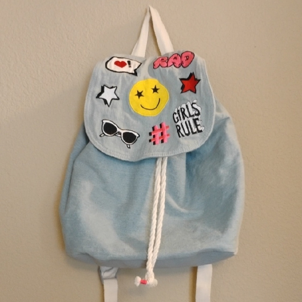 Kids Blue Backpack with Fun Patches